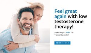 Feel great again with low testosterone therapy! Schedule your FREE low T screening today!